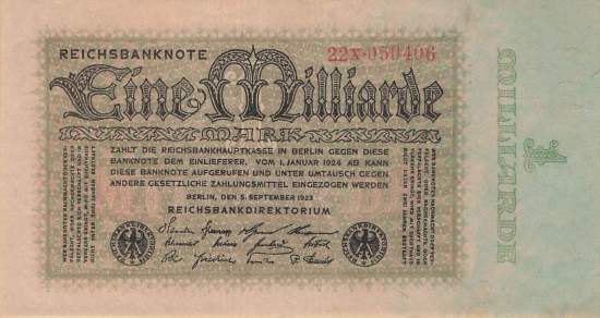 1 Milliarde Mark ro 111b X VF